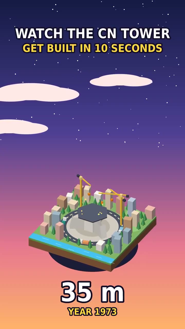 CN Tower rises on a floating isometric Toronto block by Plenty_ful